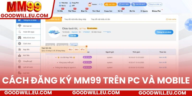 Cách đăng ký MM99 trên PC và mobile