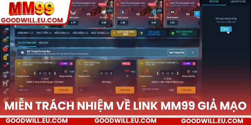 Miễn trách nhiệm về link MM99 giả mạo