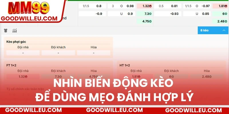 Nhìn biến động kèo để dùng mẹo đánh hợp lý
